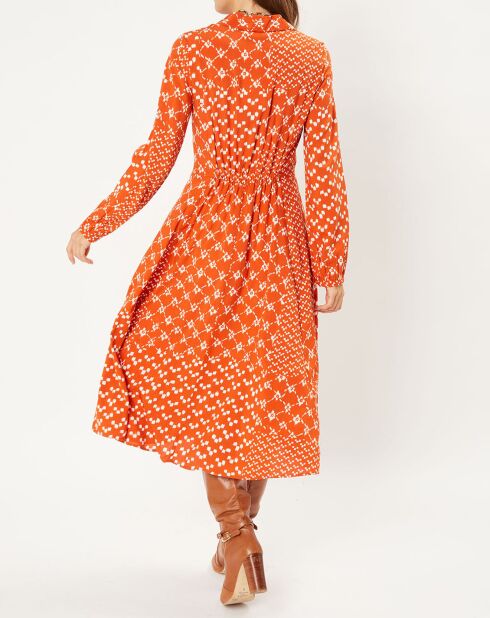 Sonia midi-jurk met oranje patroon