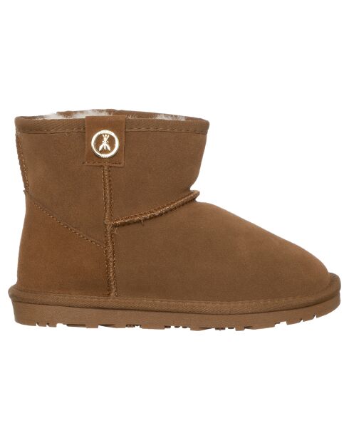 Botas Sofia de piel camel y terciopelo