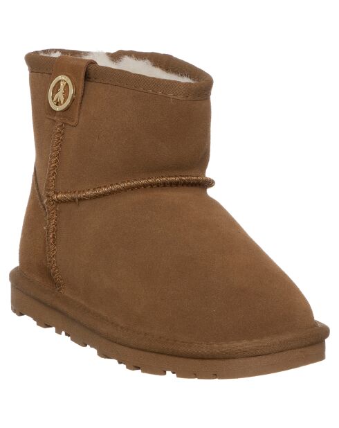 Botas Sofia de piel camel y terciopelo