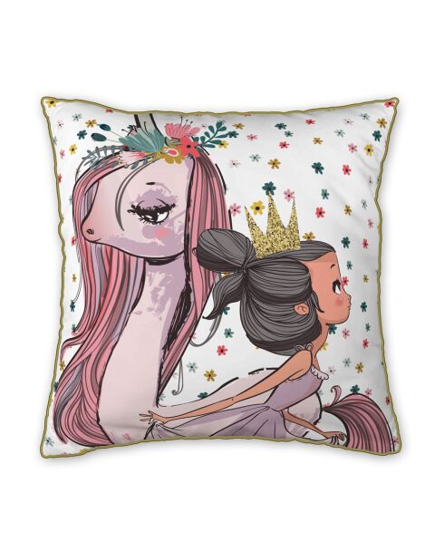 Coussin déhoussable avec passepoil rose clair - 40x40 cm