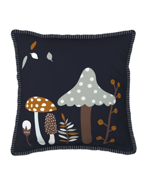 Coussin déhoussable point de cheval marron/bleu foncé - 40x40 cm