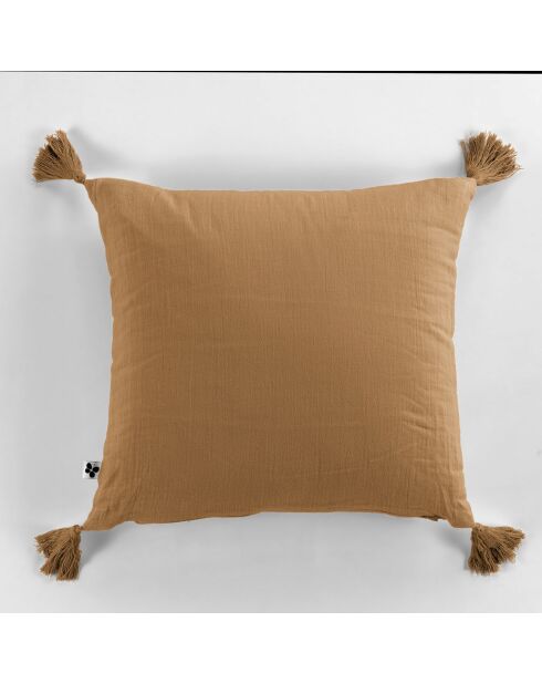 Cuscino rimovibile con nappine marroni - 40x40 cm