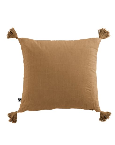 Cuscino rimovibile con nappine marroni - 40x40 cm