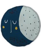 Cojín extraíble con punto de caballo amarillo/azul oscuro - 40x40 cm