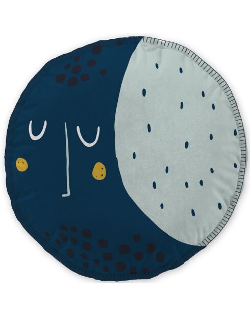 Coussin déhoussable avec point de cheval jaune/bleu foncé - 40x40 cm