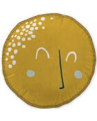 Cojín extraíble con punto de caballo amarillo/azul oscuro - 40x40 cm