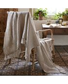 Plaid à franges naturel - 130x160 cm