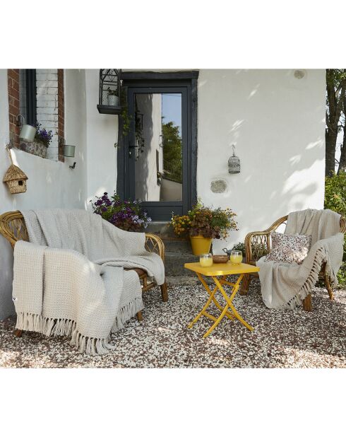 Plaid à franges naturel - 130x160 cm