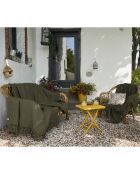 Plaid à franges kaki - 130x160 cm