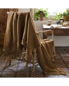 Plaid à franges marron - 180x220 cm