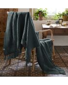 Plaid à franges gris foncé - 180x220 cm