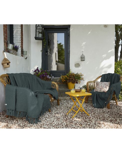 Plaid à franges gris foncé - 180x220 cm