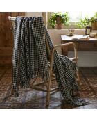 Plaid à franges blanc/noir - 180x220 cm