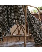 Plaid à franges blanc/noir - 180x220 cm