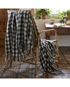 Plaid à franges blanc/noir - 180x220 cm