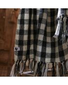 Plaid à franges blanc/noir - 180x220 cm