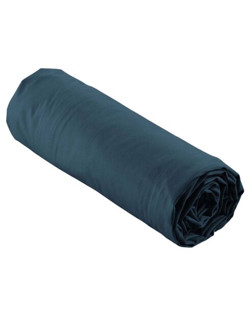 Middernachtblauw hoeslaken van perkal katoen