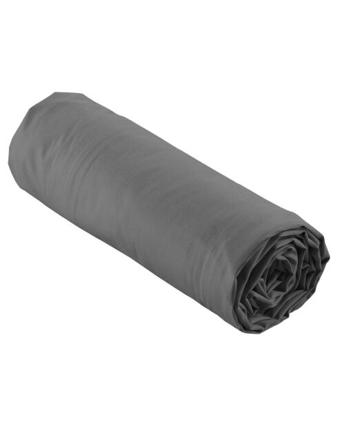 Drap Housse Percale de Coton acier