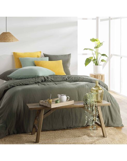 Parure housse de couette en Gaze de Coton kaki