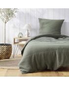 Parure housse de couette en Gaze de Coton kaki
