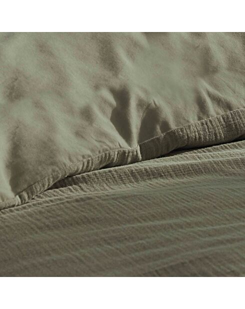 Parure housse de couette en Gaze de Coton kaki