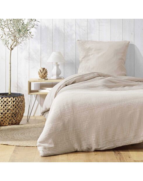 Parure housse de couette en Gaze de Coton sable