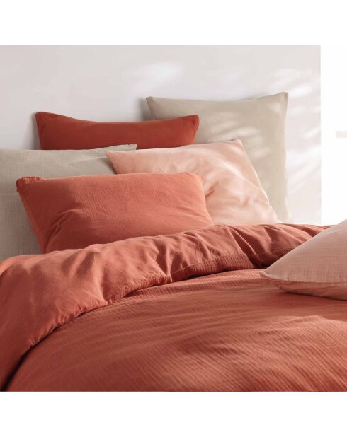 Parure housse de couette en Gaze de Coton rose