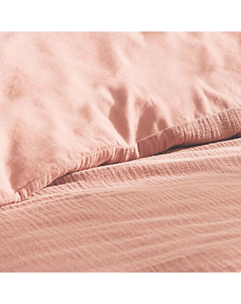 Parure housse de couette en Gaze de Coton rose