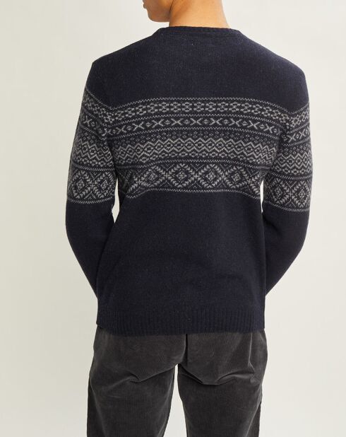 Pull en Laine d'Agneau mélangée bleu foncé