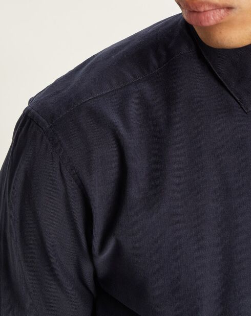 Chemise regular fit en Velours milleraies bleu foncé