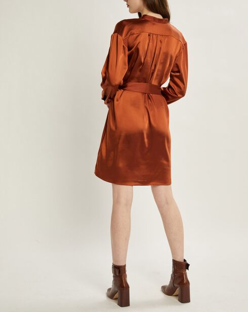 Robe-chemise en Satin rouille