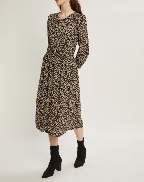 Robe imprimée Pansy Flower bleu foncé