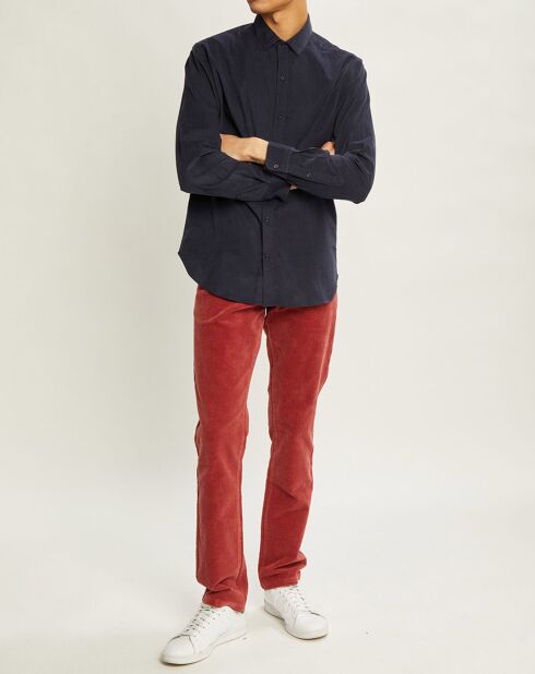 Pantalon chino regular en Velours côtelé rouge foncé