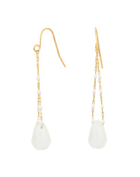 Boucles d'oreilles en Acier plaqué Or & Pierre de Lune