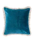 Coussin en Velours de Coton Andrea bleu peacock - 50x50 cm