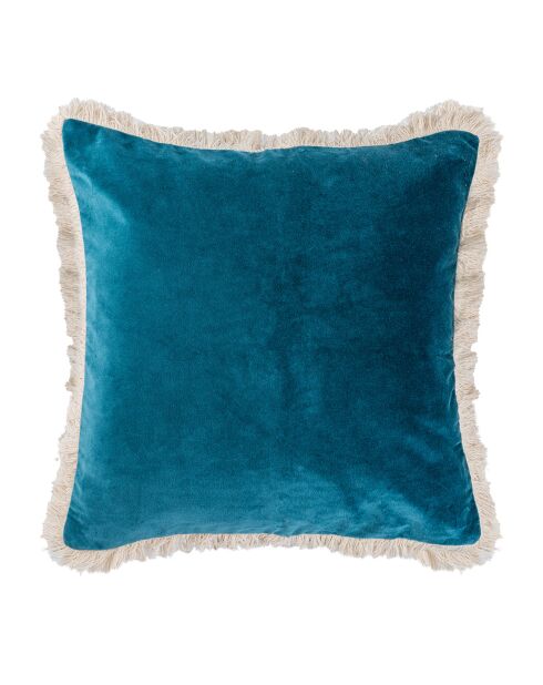 Coussin en Velours de Coton Andrea bleu peacock - 50x50 cm