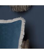 Coussin en Velours de Coton Andrea bleu peacock - 50x50 cm