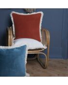 Coussin en Velours de Coton Andrea bleu peacock - 50x50 cm