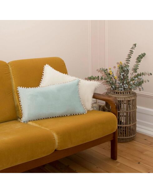Coussin en Velours de Coton Cleo vert céladon - 50x30 cm