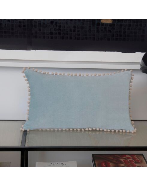 Coussin en Velours de Coton Cleo vert céladon - 50x30 cm