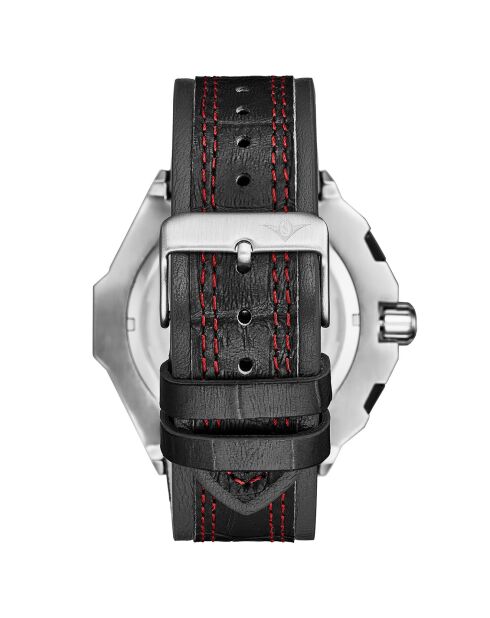 Montre Homme en Cuir Quartz Monaco noire