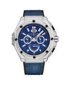 Montre Homme en Cuir Quartz Monaco bleue