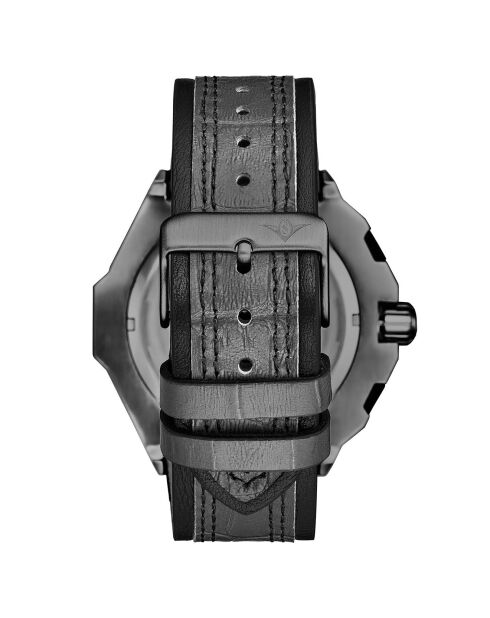 Montre Homme en Cuir Quartz Monaco noire