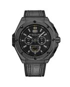 Montre Homme en Cuir Quartz Monaco noire