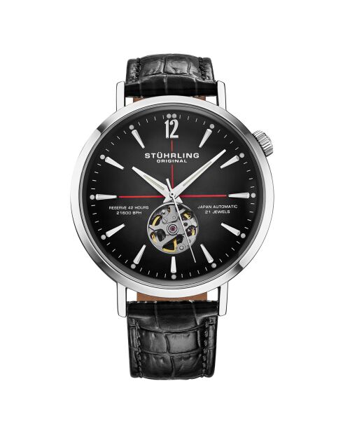 Montre Homme en Cuir Automatique Quasar Squelette noire