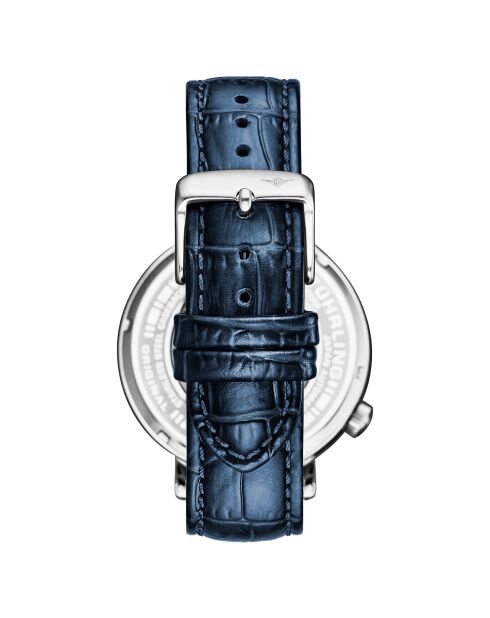 Montre Homme en Cuir Automatique Quasar Squelette bleue