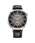 Montre Homme en Cuir Automatique Quasar Squelette noire
