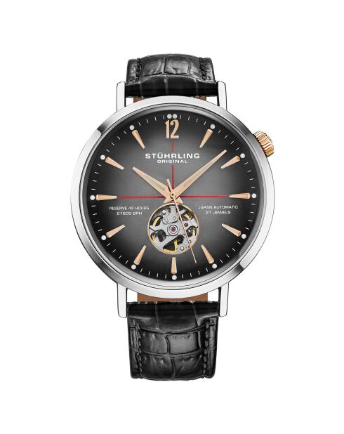 Montre Homme en Cuir Automatique Quasar Squelette noire