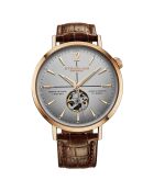 Montre Homme en Cuir Automatique Quasar Squelette marron