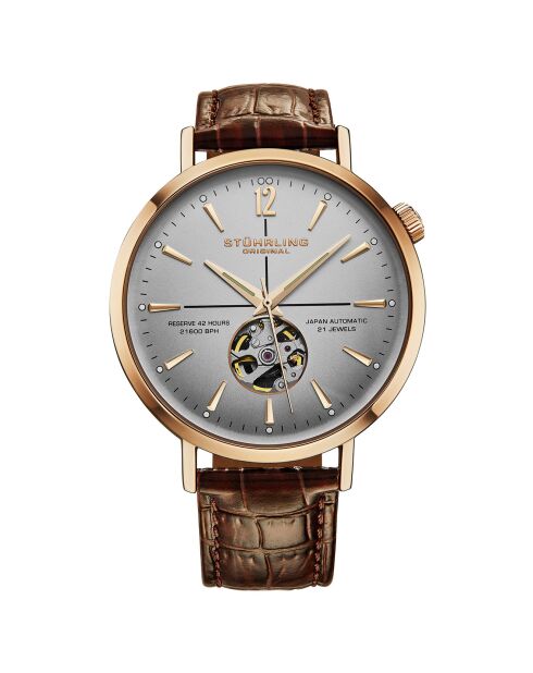 Montre Homme en Cuir Automatique Quasar Squelette marron